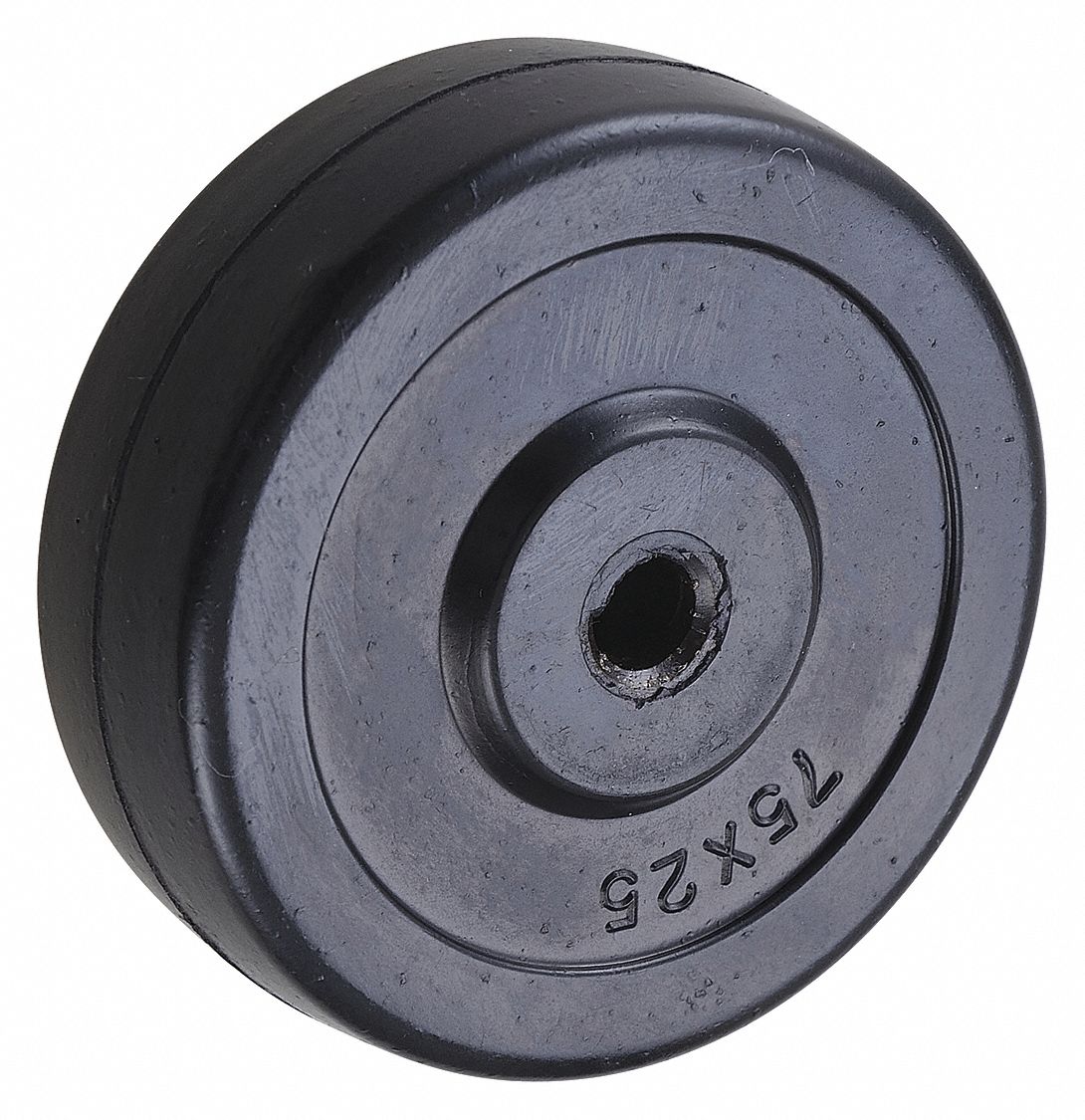 SOLID RUBBER WHEEL, 3 IN WHEEL DIAMETER, 1 IN WHEEL W, 125 LB LOAD RATING