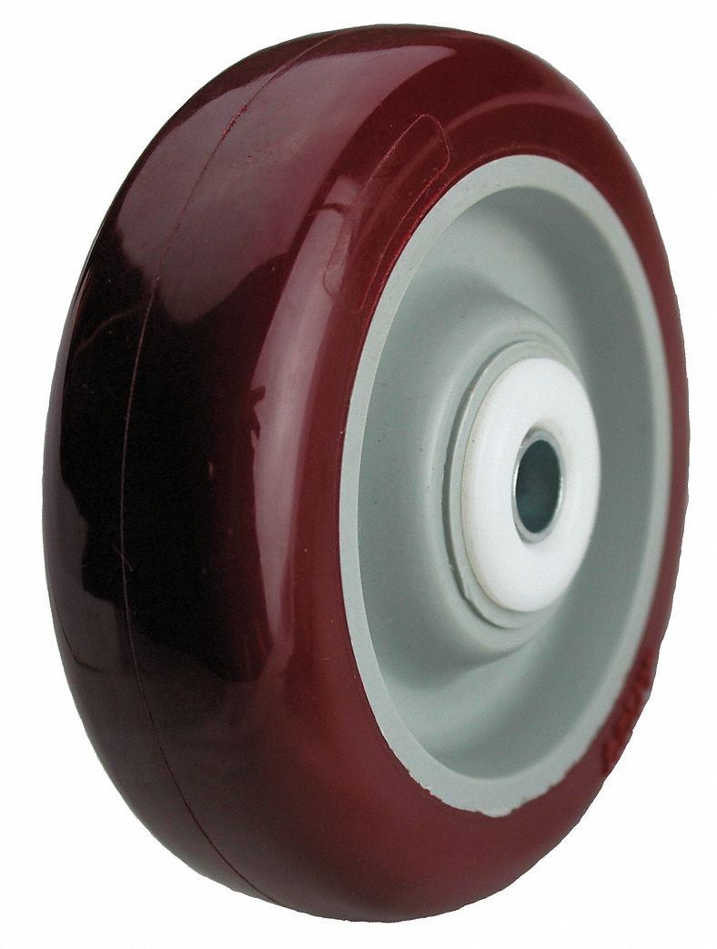POLYURETHANE TREAD ON ALUMINUM CORE WHEEL, 3 IN WHEEL DIAMETER, 1¼ IN WHEEL W, FIRM