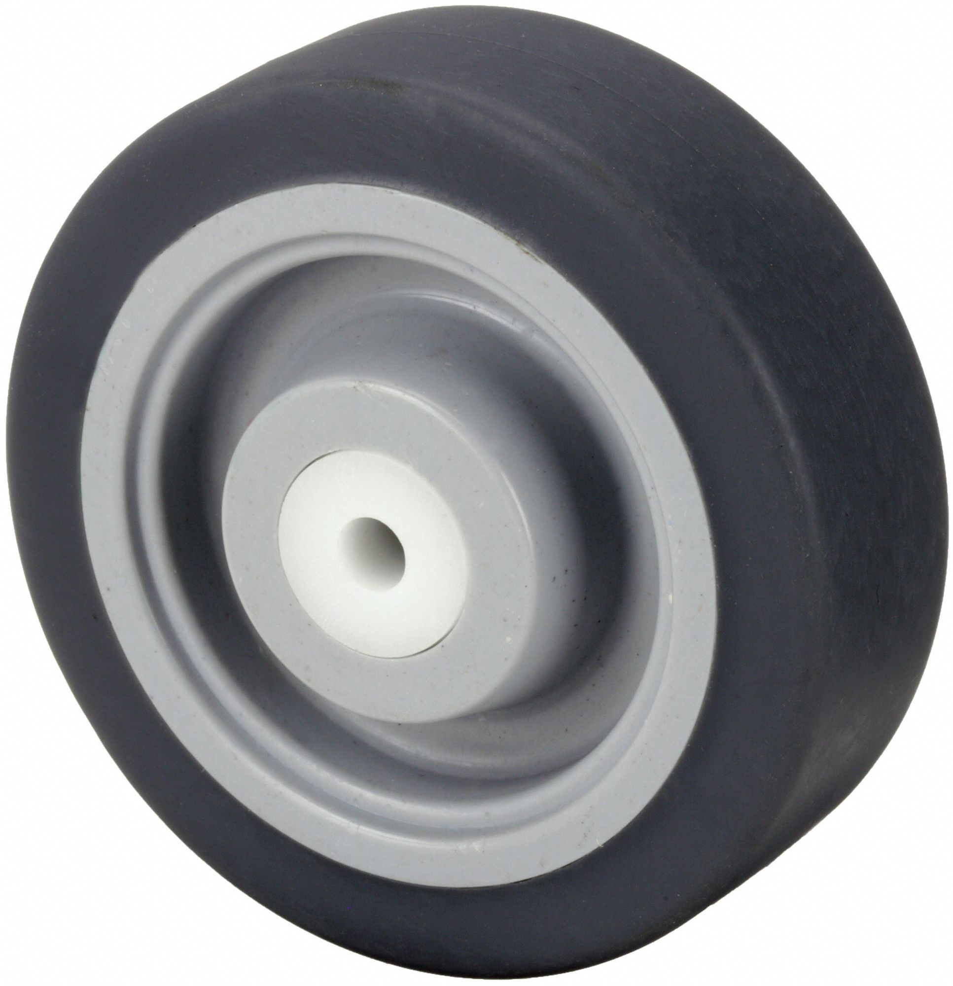 Caster Wheel: 4 in Wheel Dia., 1 1/4 in Wheel Wd, Rubber, 275 lb Load Rating, Gray