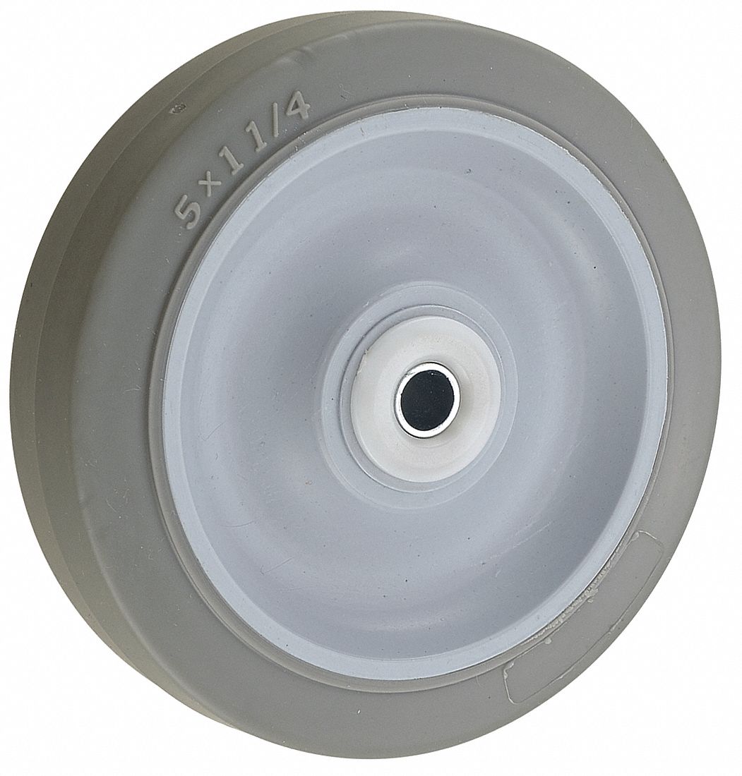 NONMARKING RUBBER TREAD ON PLASTIC CORE WHEEL, 5 IN WHEEL DIAMETER, 1¼ IN WHEEL W