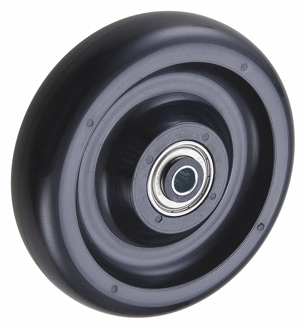 POLYOLEFIN TREAD WHEEL, 5 IN WHEEL DIAMETER, 1¼ IN WHEEL W, 250 LB LOAD RATING