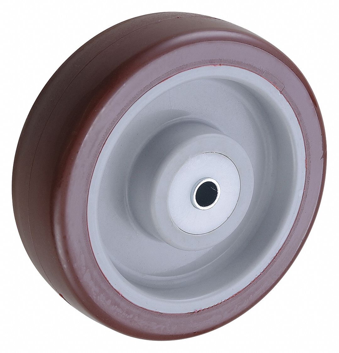 POLYURETHANE TREAD ON PLASTIC CORE WHEEL, 5 IN WHEEL DIAMETER, 1½ IN WHEEL W, MAROON