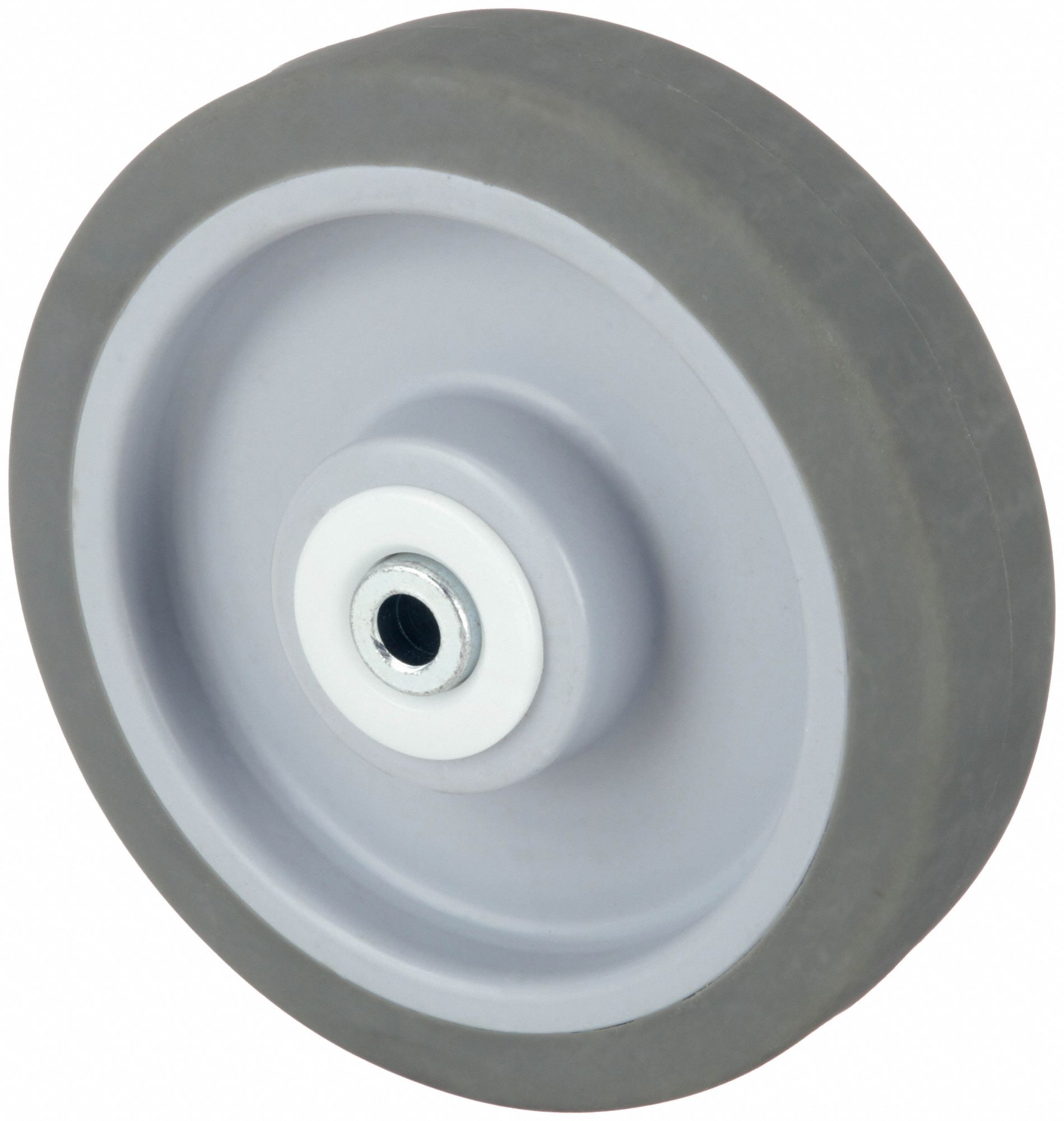 Caster Wheel: 6 in Wheel Dia., 1 1/2 in Wheel Wd, Rubber, 300 lb Load Rating, Gray