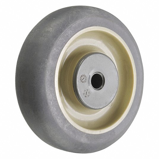 Nonmarking Rubber Tread on Plastic Core Wheel: 5 in Wheel Dia., 1 1/4 in Wheel Wd