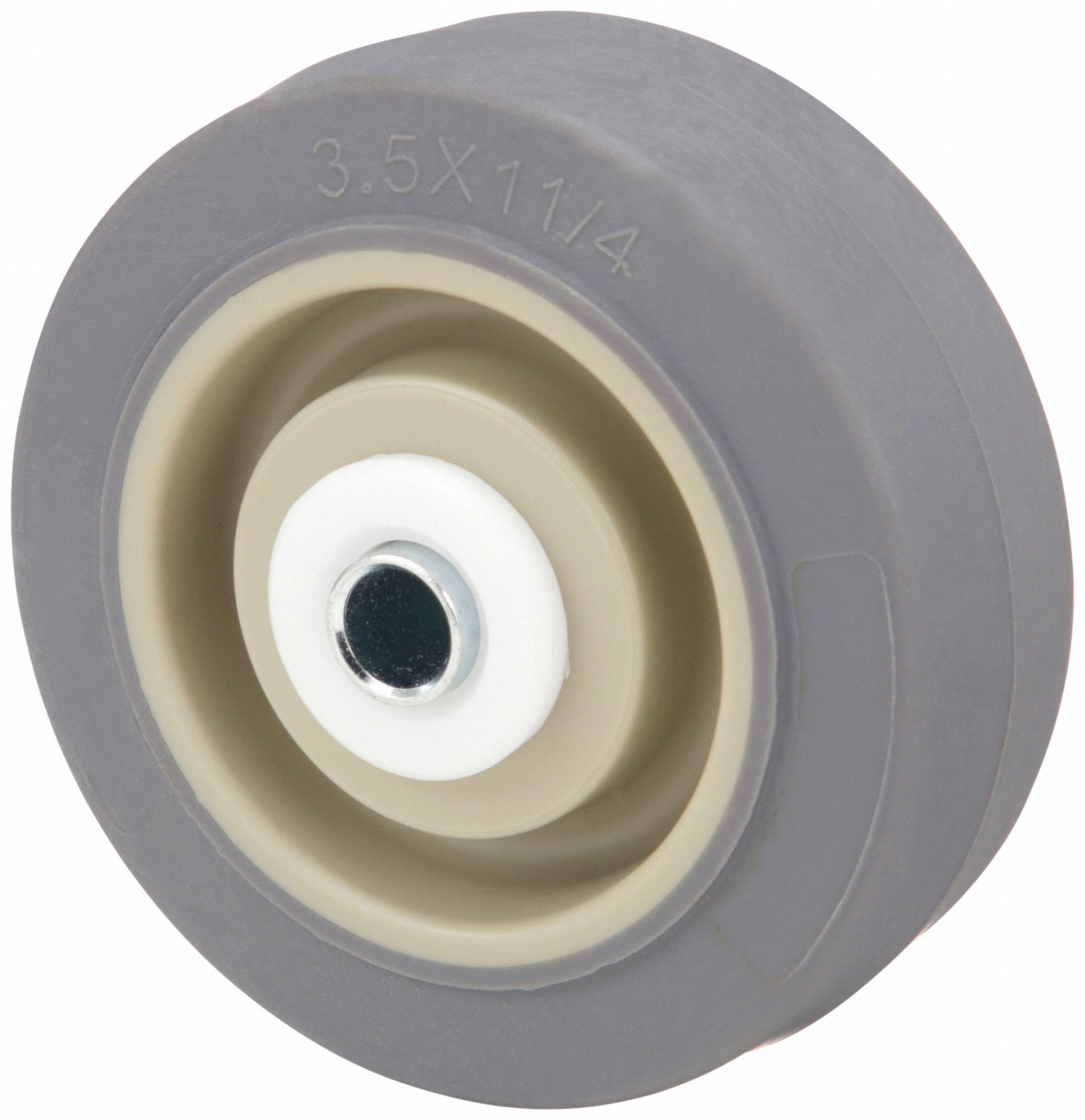 NONMARKING RUBBER TREAD ON PLASTIC CORE WHEEL, 3½ IN WHEEL DIAMETER, 0 TO 299 LB