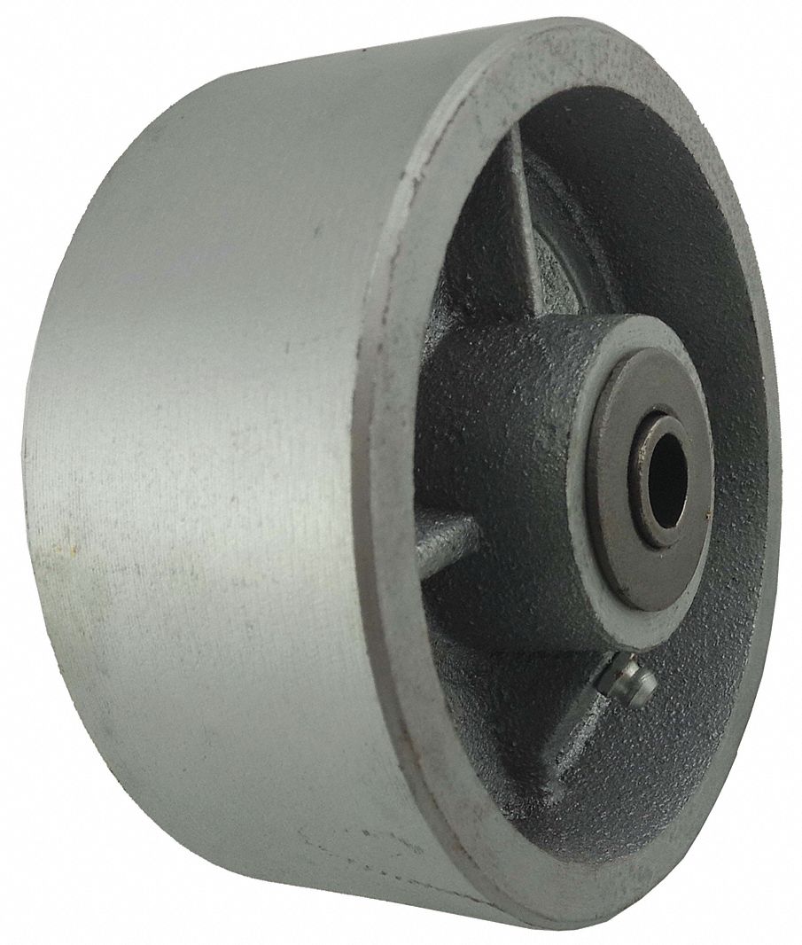 IRON TREAD WHEEL, 5 IN WHEEL DIAMETER, 2 IN WHEEL W, 1,300 LB LOAD RATING, EXTRA HARD