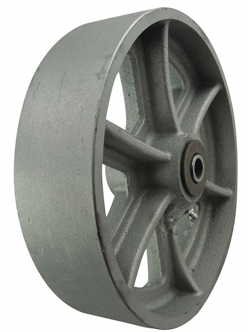 IRON TREAD WHEEL, 8 IN WHEEL DIAMETER, 2 IN WHEEL W, 1,800 LB LOAD RATING, EXTRA HARD