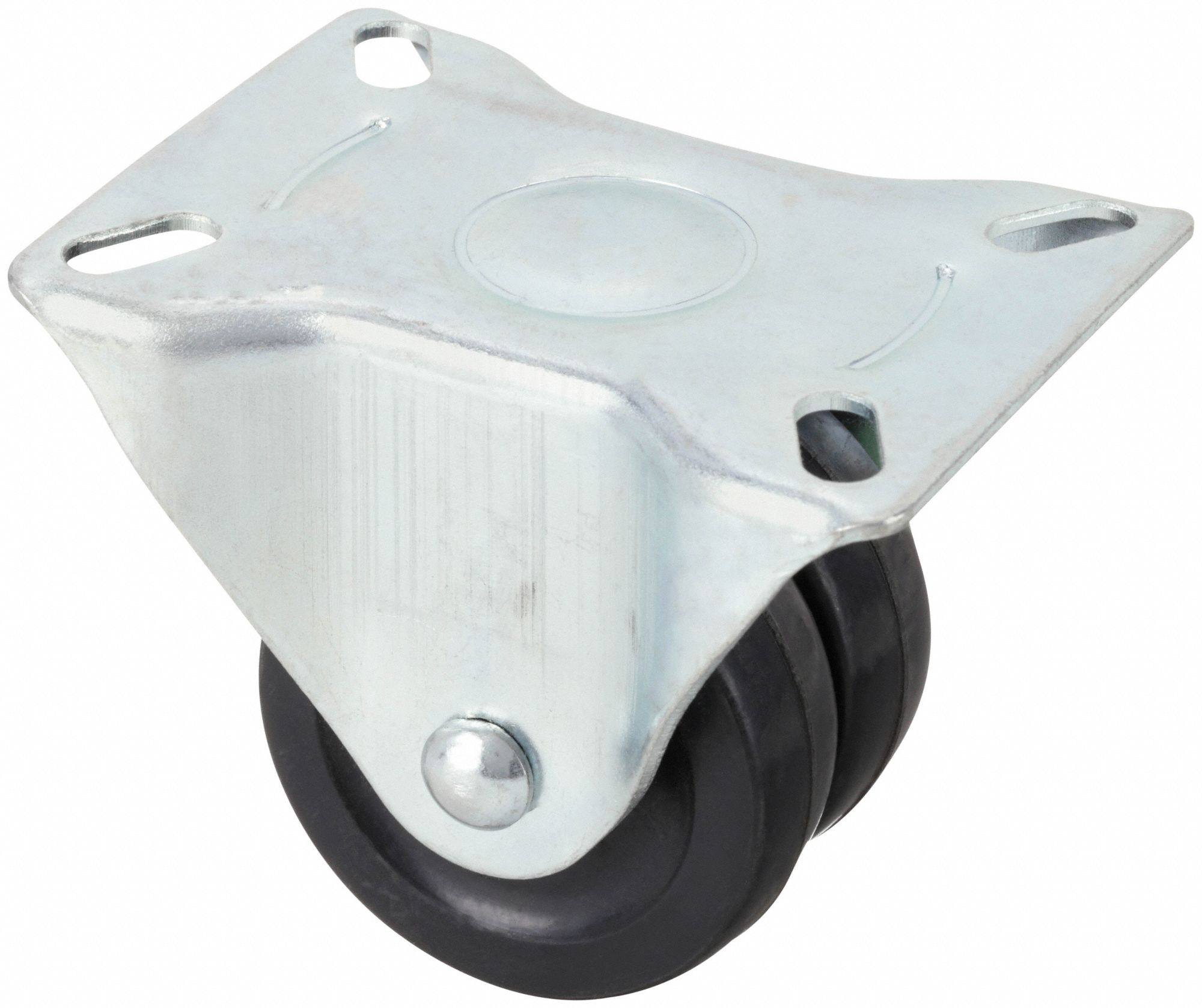 Plate Caster: Rigid, No Brake, Rubber, 2 1/2 in Wheel Dia, 7/8 in Wheel Wd, Plain