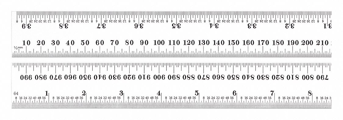 STARRETT Ruler, Spring-Tempered Steel, 1000mm L - 26Y520|C636-1000 W ...