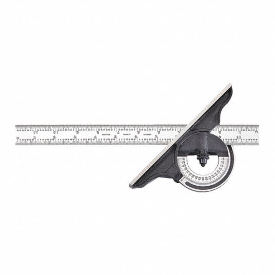 STARRETT, 12 in Blade Lg, 0°to 180°, Bevel Protractor - 26Y715|C491-12 ...
