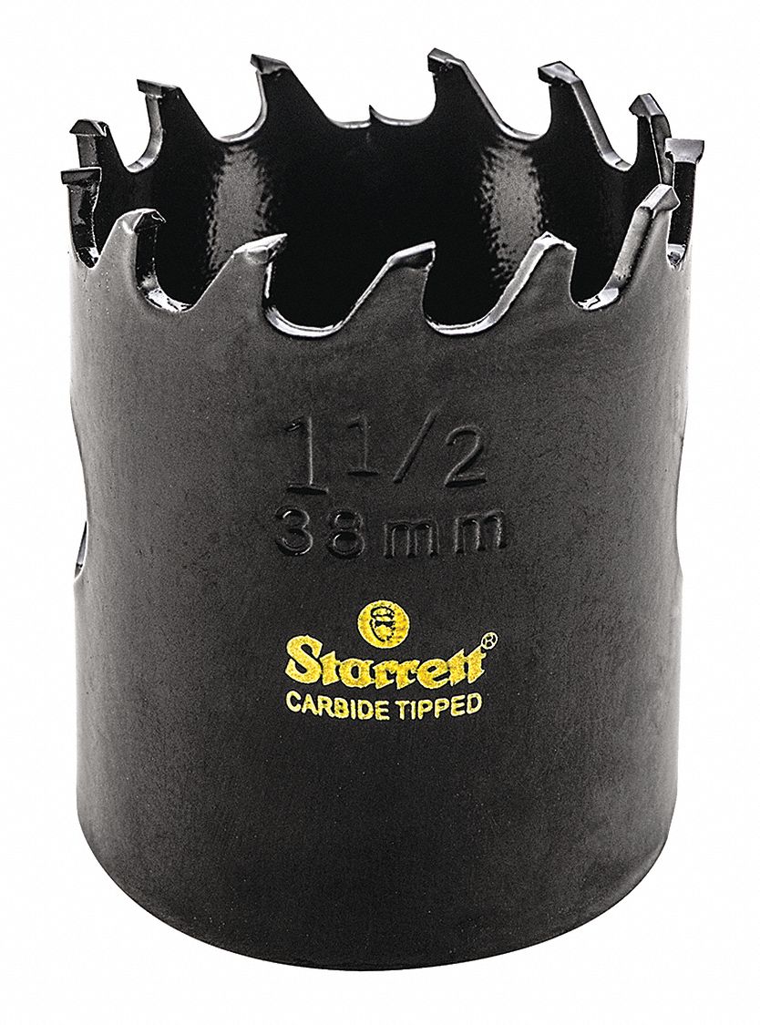 HOLE SAW, CARBIDE TIPPED, 1-1/2 IN LENGTH, 38M