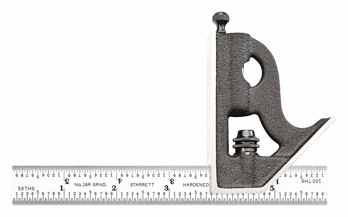 Combination Square: SAE, Steel, Brushed, 6 in Blade Lg