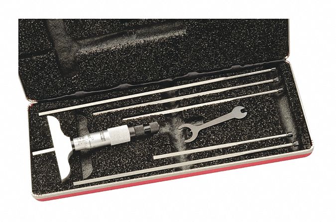 DEPTH MICROMETER, +/-0.0001 IN (MIC HEAD), +/-0.0002 IN (ROD) ACCURACY