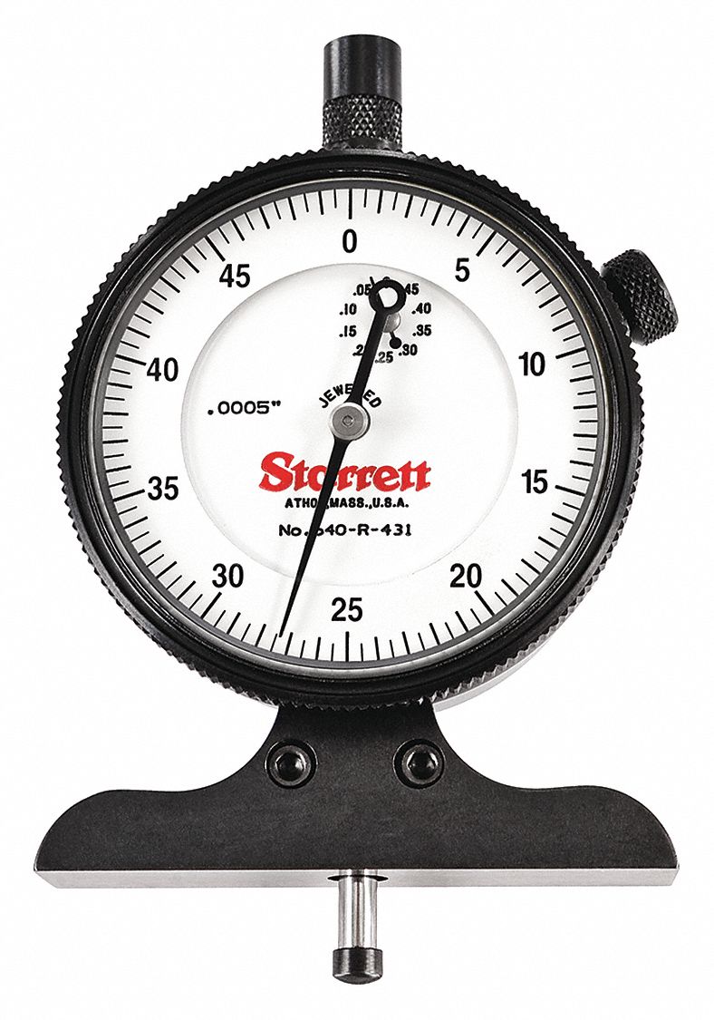 DIAMETER DEPTH GAUGE, 0 IN TO 0.5 IN RANGE, +/-01 IN ACCURACY, 005 IN GRADUATIONS