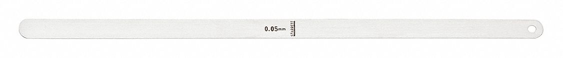 Feeler Gauge: Metric, Long Blade, 300 mm Blade Lg, 1/2 in Blade Wd, Steel, 0.05 mm, 0.05 mm