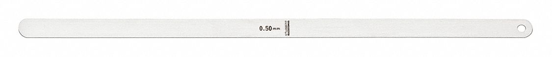 Feeler Gauge: Metric, Long Blade, 300 mm Blade Lg, 1/2 in Blade Wd, Steel, 0.50 mm, 0.50 mm