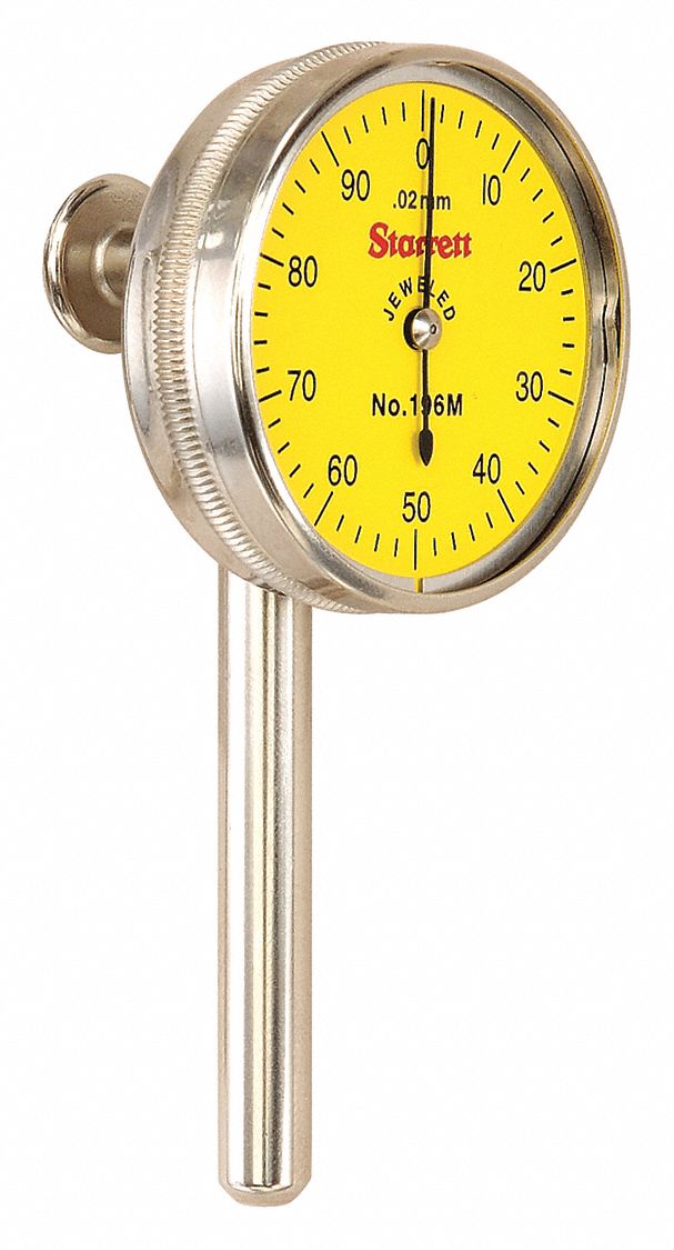 Starrett back plunger dial indicator 0 to 2 5 mm range continuous