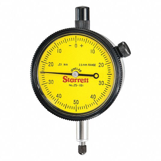 STARRETT Dial Indicator - Lug Back, Range 0 to 2.5 mm, Back Type Lug-On ...