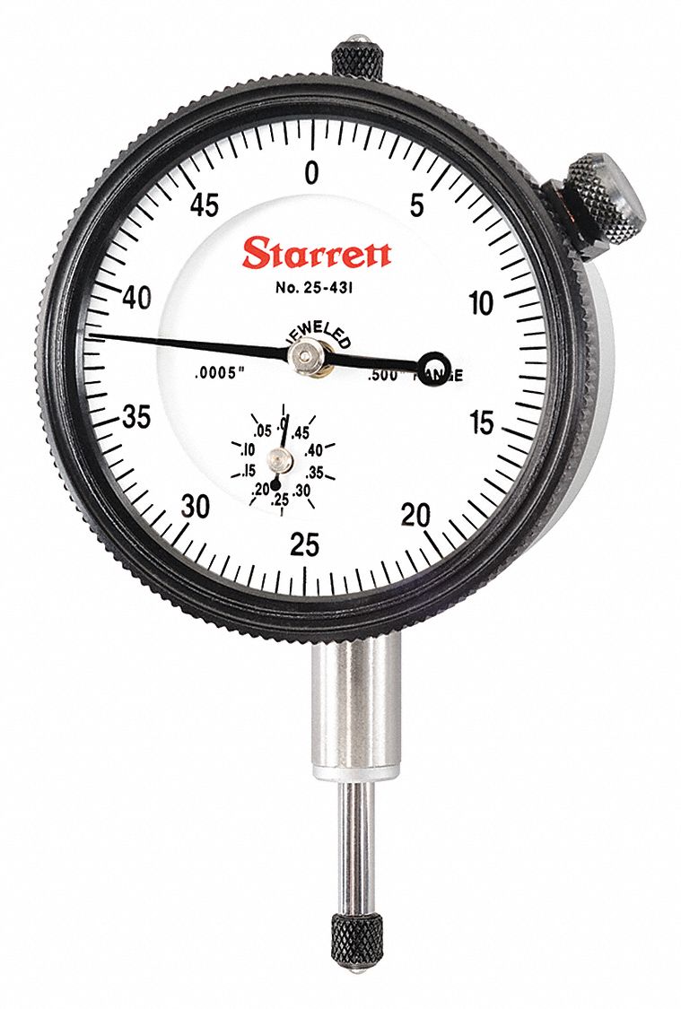 STARRETT Dial Indicator - Lug Back, Range 0 in to 0.5 in, Back Type Lug ...