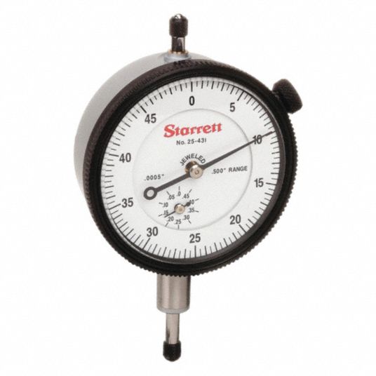 STARRETT, 0 in to 0.5 in Range, Continuous Reading, Dial Indicator ...