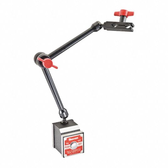 STARRETT Magnetic-Base Indicator Holder: Magnetic Base, Articulating Arm,  100 lbf Holding Power