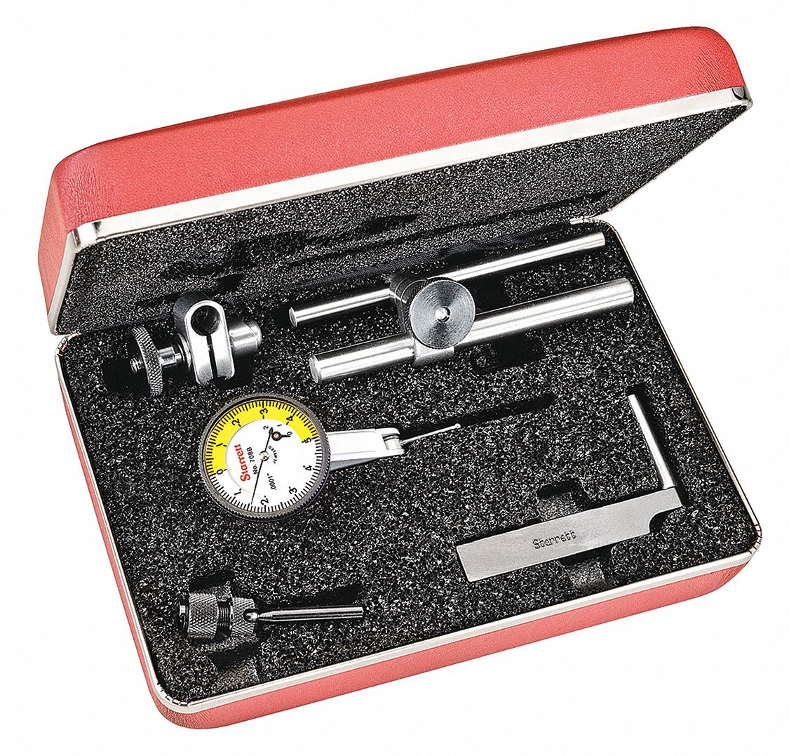 Tilted-Face Dial Test Indicator: 0 in to 0.02 in, Swivel Head, Inch, 0.0001 in