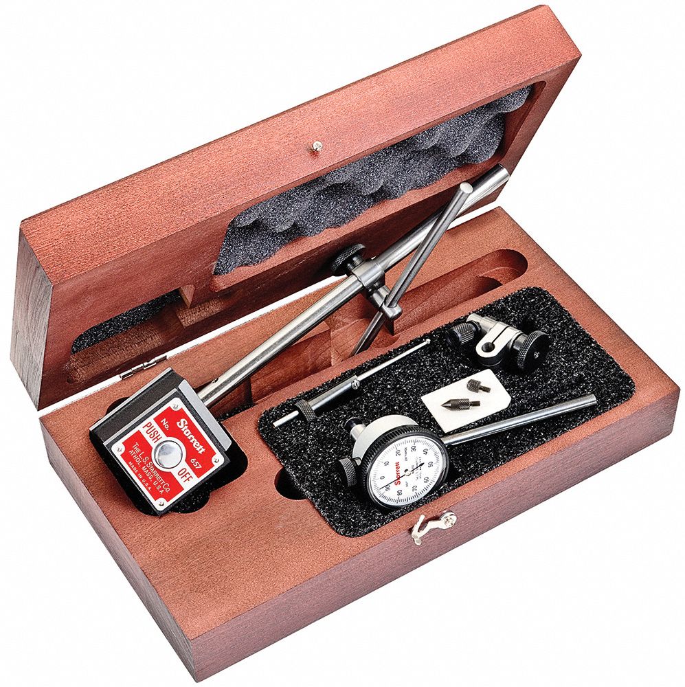 STARRETT Back Plunger Dial Indicator & Mag Base Set 0 in to 0.2 in