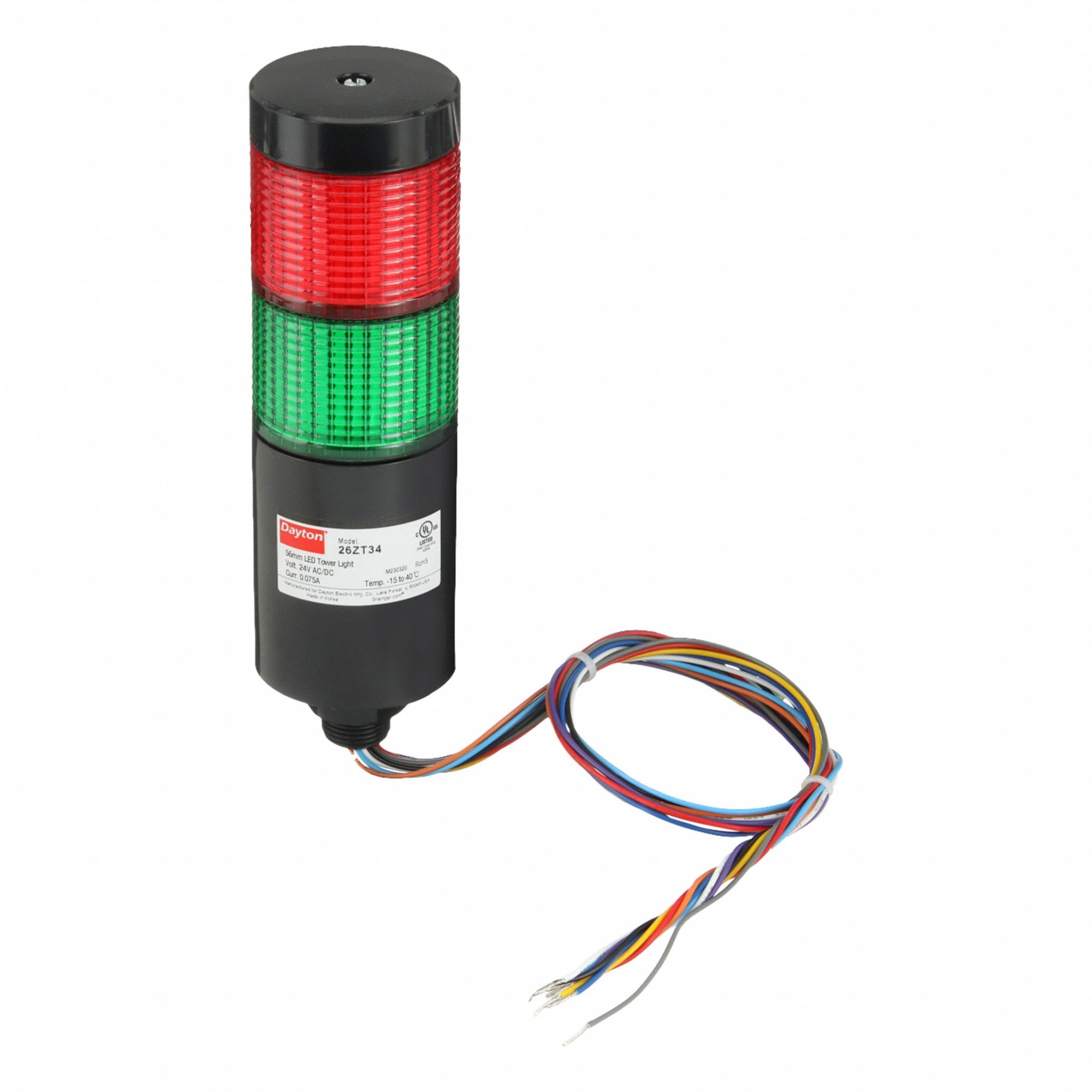 DAYTON, 2 Tier, Green/Red, Tower Light Assembly - 26ZT34