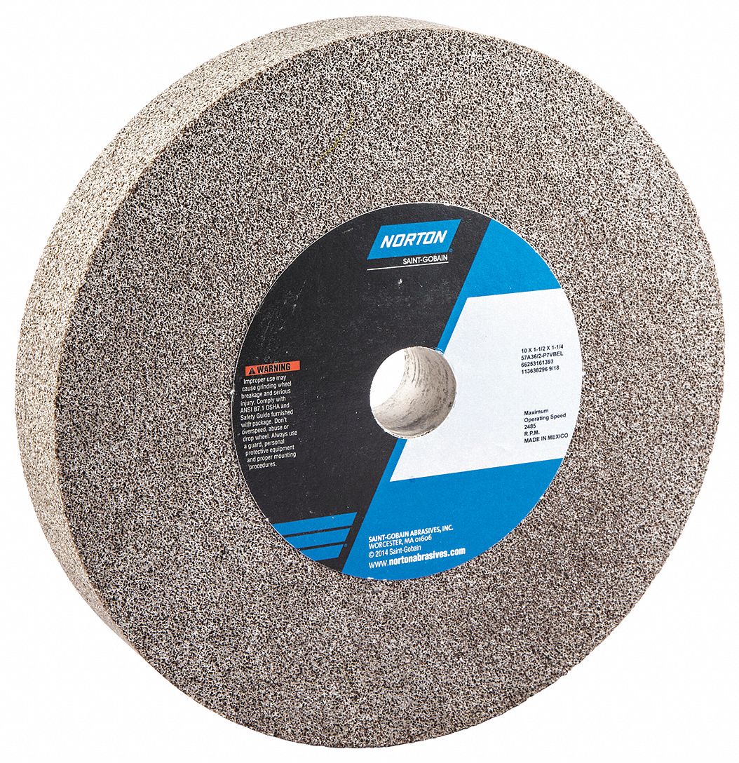 NORTON, Type 1, 10 in x 11/2 in x 1 1/4 in, Straight Grinding Wheel