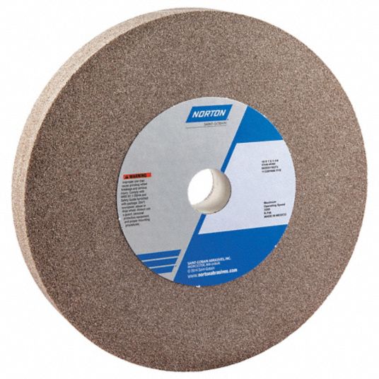 NORTON Type 1 Aluminum Oxide Straight Grinding Wheel, 10 in, 1 1/4 in