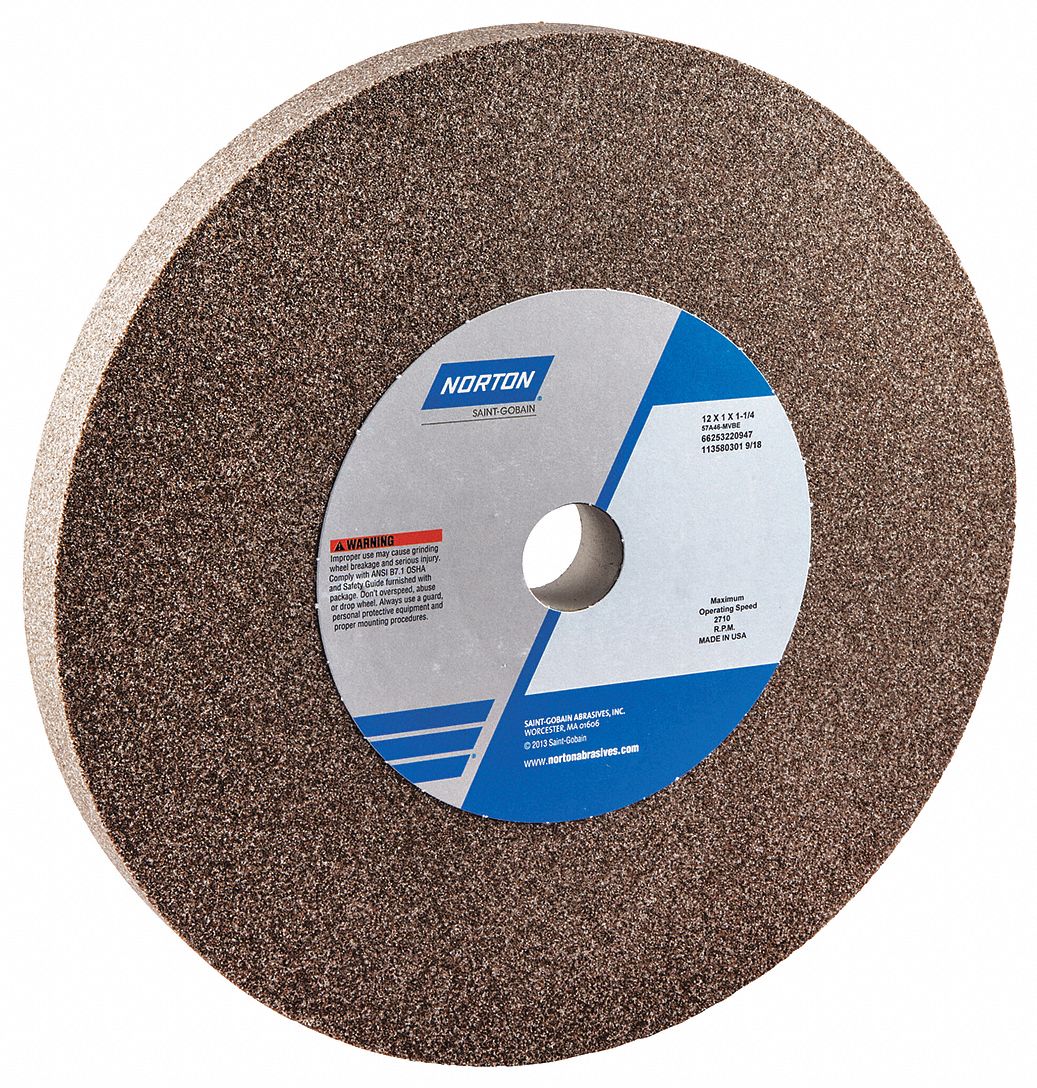 12” x 1” x 1-1/4” Arbor Grinding Wheel 46M Grit with 1” Bushing New U.S.A. 