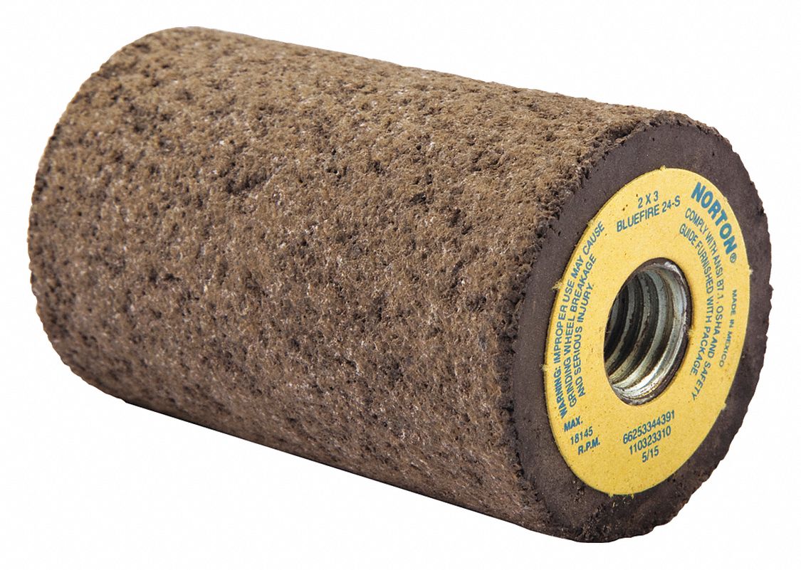 NORTON 2" Square Tip Grinding Plug, 3" Thickness, Zirconia Alumina, 24