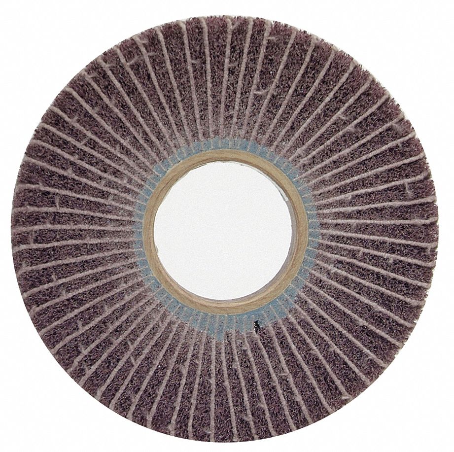 INTERLEAF FLAP WHEEL, 6 IN DIAMETER X 1 IN W, 2 IN ARBOUR, ALUMINUM OXIDE, 120 GRIT, MEDIUM, 4 PK