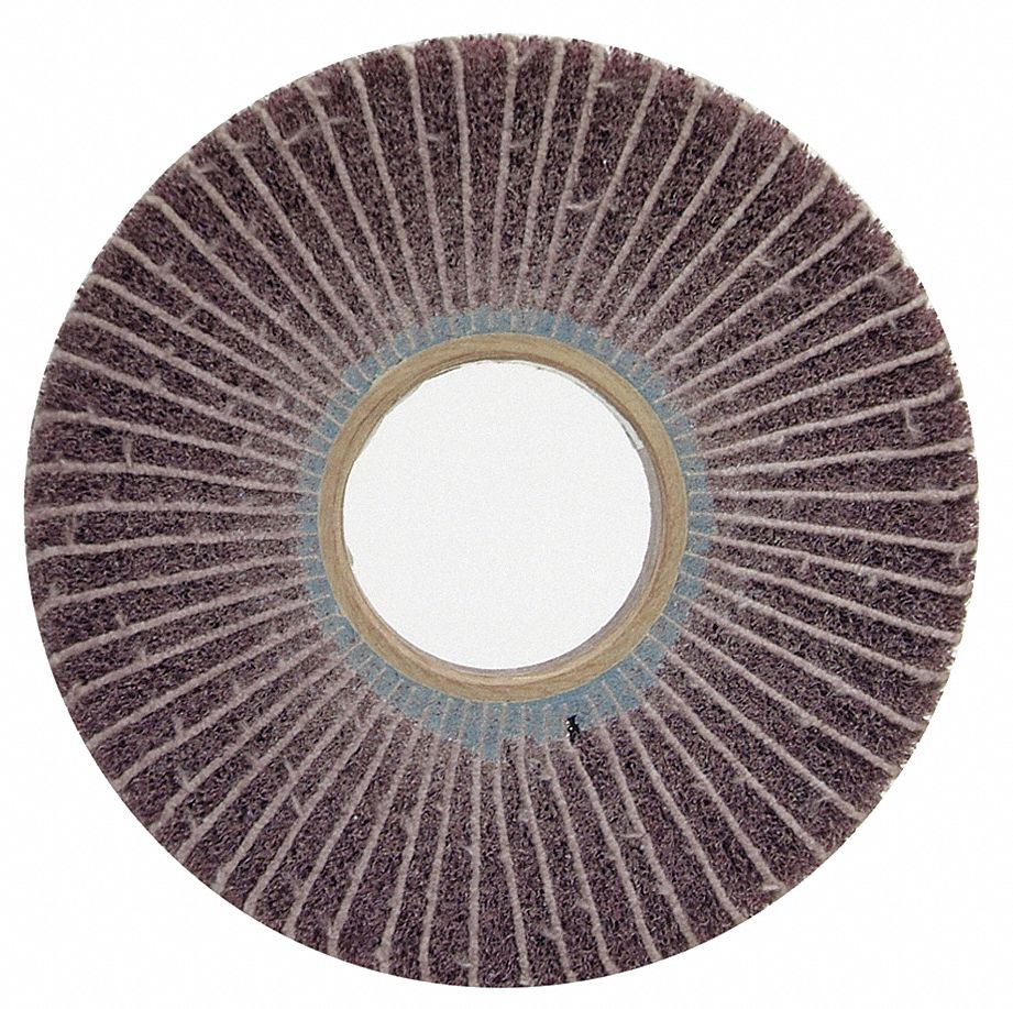 FLAP WHEEL,6" DIA X 1" W,120 GRIT,AO,PK4