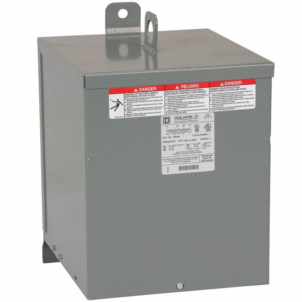 Dry Type Power Distribution Transformer: 480V AC, 120V AC/240V AC, Wall, Copper