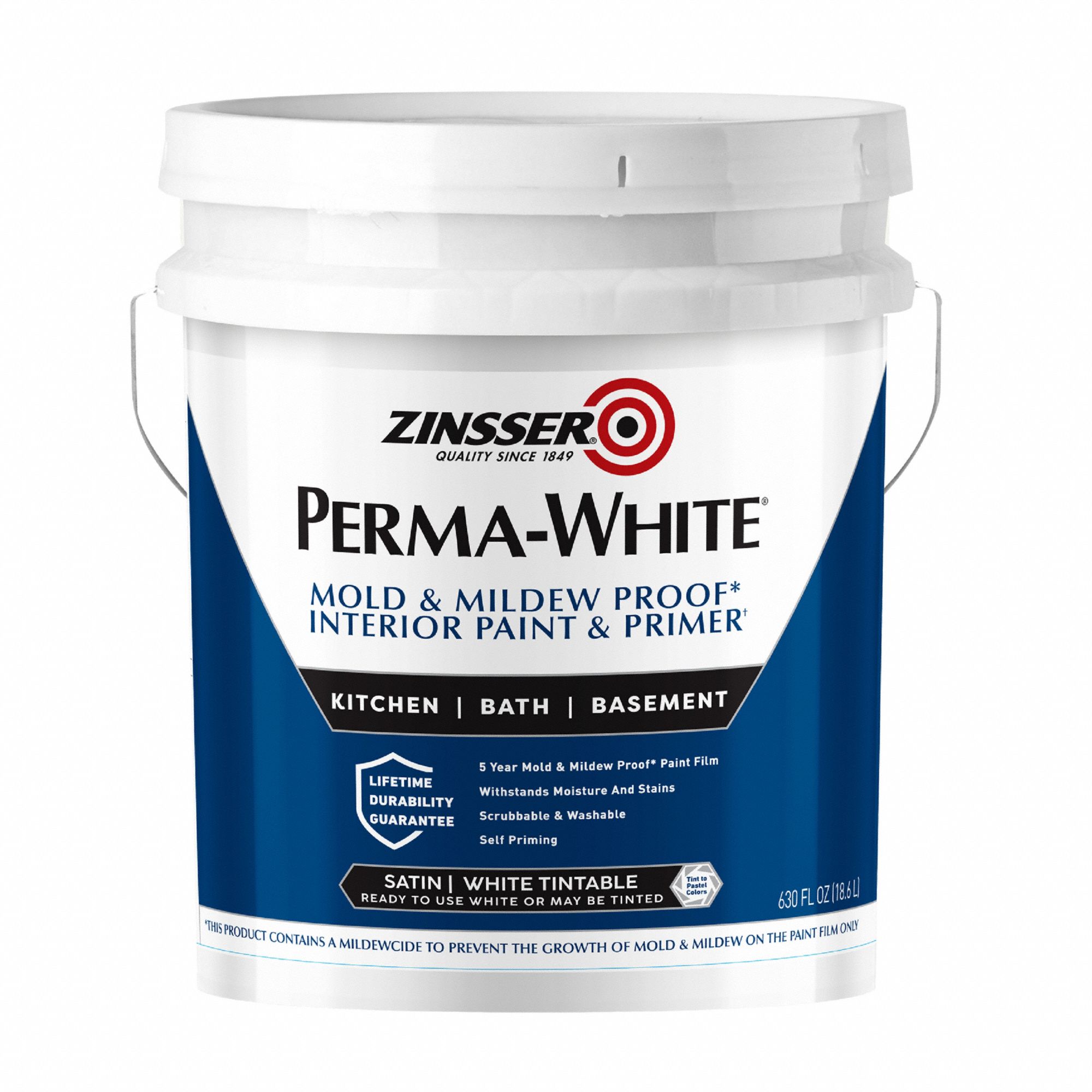 Interior Paint: Mold and Mildew Resistant Paint, Interior, Water, 5 gal Container Size