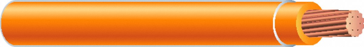 Wire: Copper, 18 AWG, 1 Conductors, Stranded, Orange, 500 ft Lg, TFFN