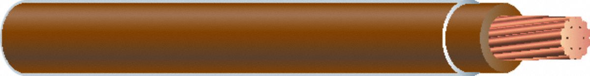 Wire: Copper, 18 AWG, 1 Conductors, Stranded, Brown, 500 ft Lg, TFFN