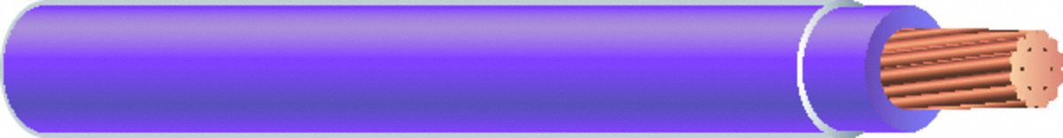 Wire: Copper, 18 AWG, 1 Conductors, Stranded, Purple, 500 ft Lg, TFFN