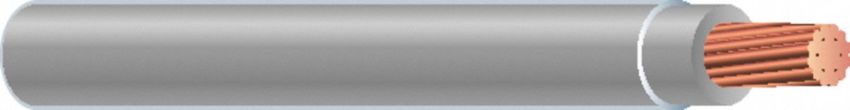 Wire: Copper, 16 AWG, 1 Conductors, Stranded, Gray, 500 ft Lg, TFFN