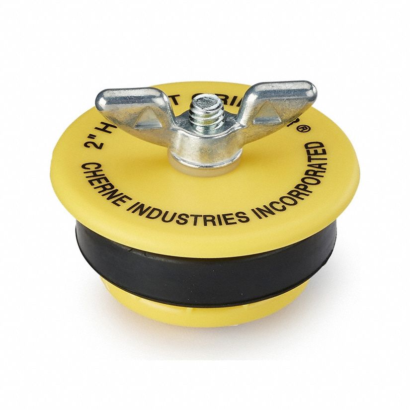 PIPE PLUG: WING NUT, END OF PIPE, FOR 2 IN PIPE, NATURAL RUBBER PLUG, 3.3 OZ TEST PLUG WT