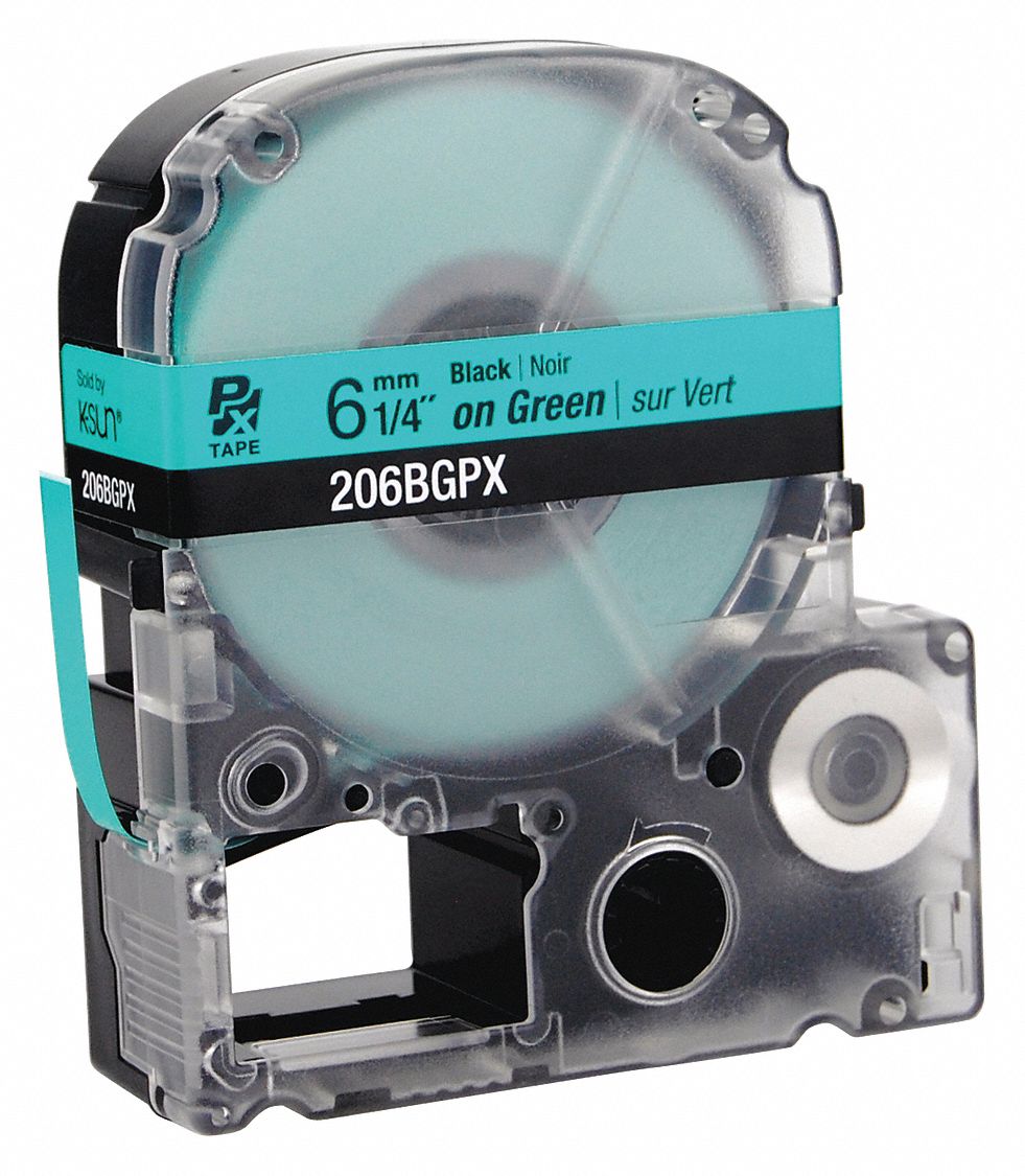 Black Ink/Green Tape, Glossy, 1/4" W