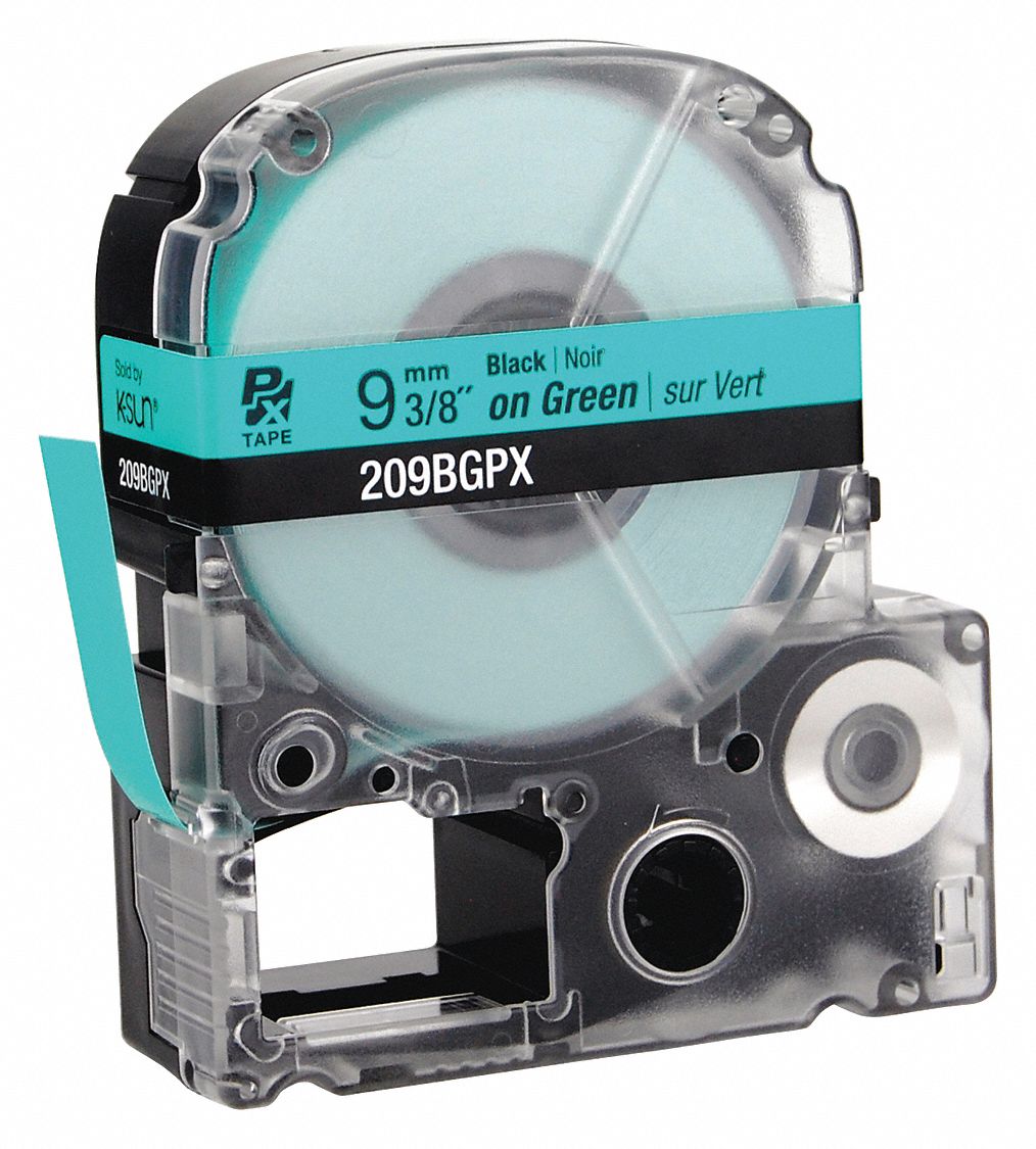 Black Ink/Green Tape, Glossy, 3/8" W