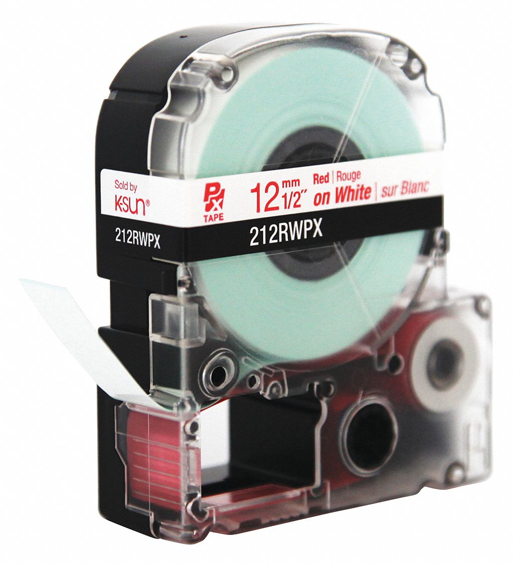 Red Ink/White Tape, 1/2" W