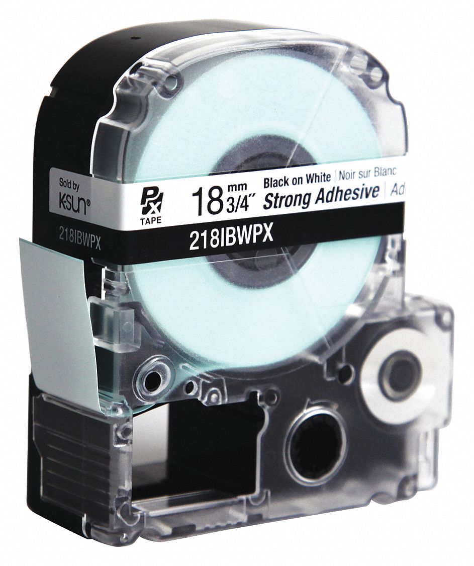 PET TAPE 18MM X 9.1M BLK/WHT STRONG ADH
