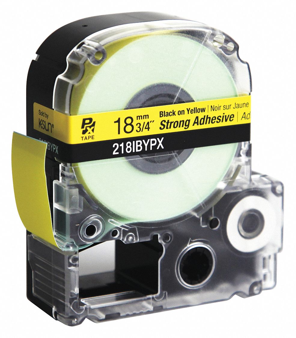 Label Tape, Blk/Yllw, Strng Adhsive, 3/4" W