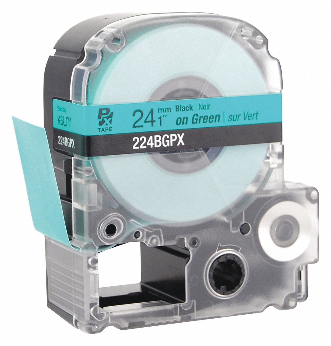 Black Ink/Green Tape, 1" W