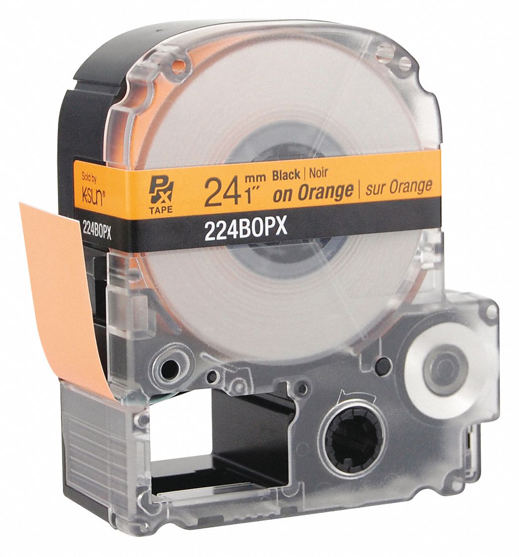 Black Ink/Orange Tape, 1" W