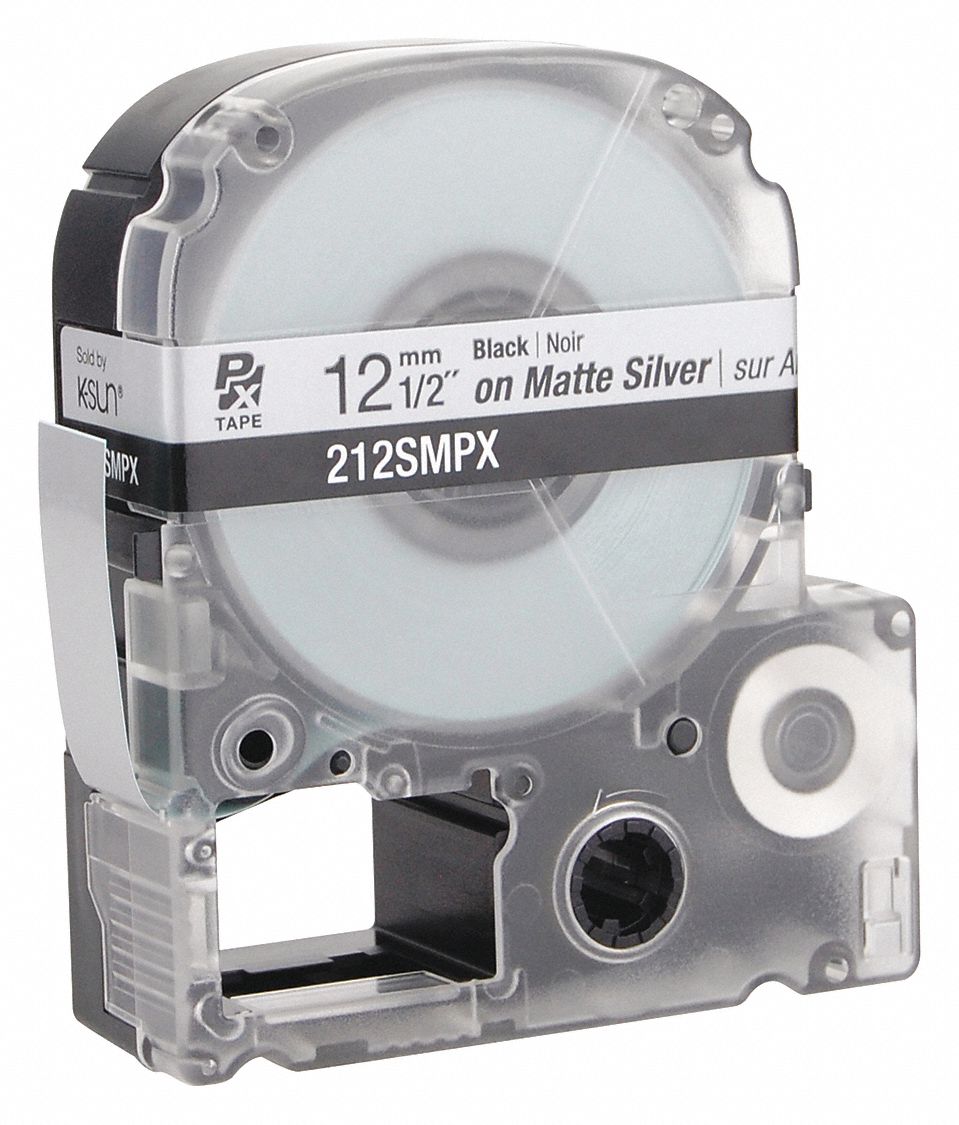 Black Ink/Silver Matte Tape, 1/2" W