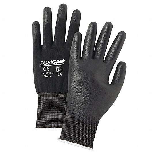 Coated Gloves: S ( 7 ), Smooth, Polyurethane, Palm, Dipped, 12 PK
